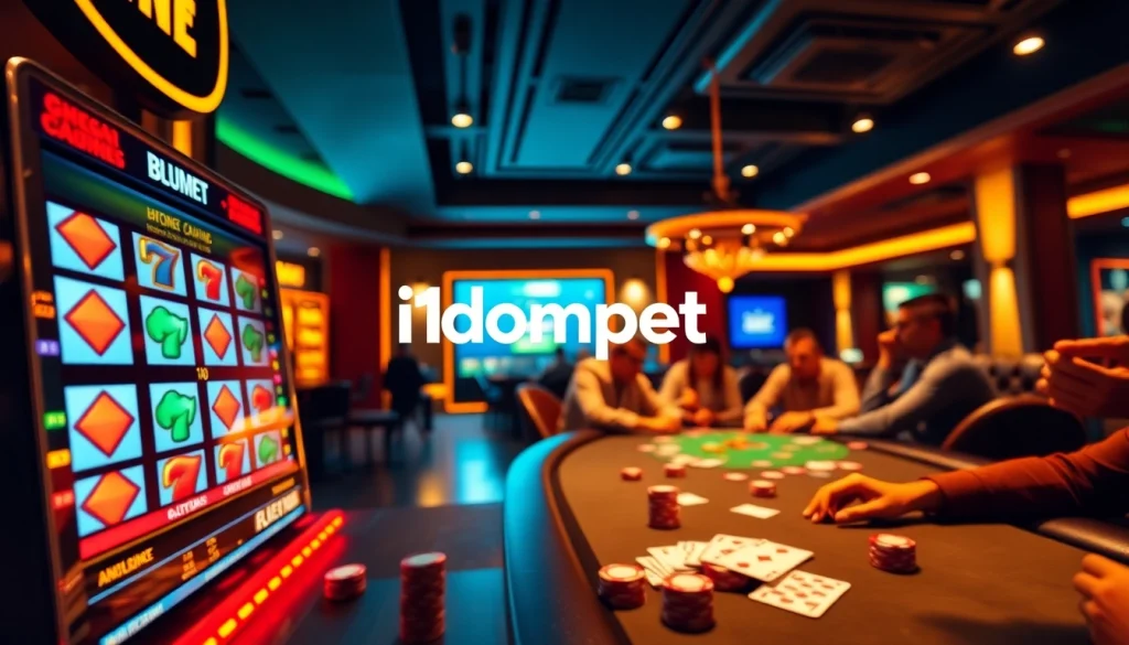 i1dompet offers thrilling online casino experiences including engaging slot machines and poker tables.