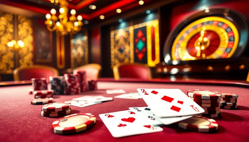 Experience high-stakes poker with seamless gameplay at link mm88, featuring vibrant poker chips and an inviting casino atmosphere.